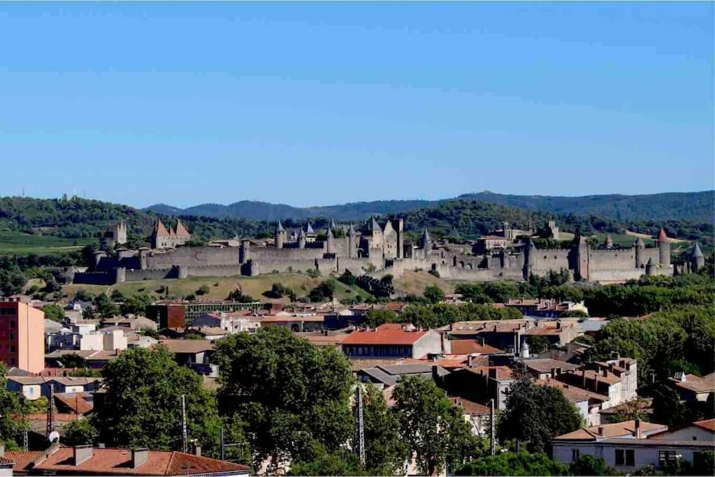 Studio avec parking vue sur la Cité de Carcassonne Extérieur photo